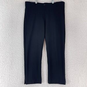 Betabrand Solid Black Pull On Cropped Pants Womens Elastic Waist Mid-Rise Size L